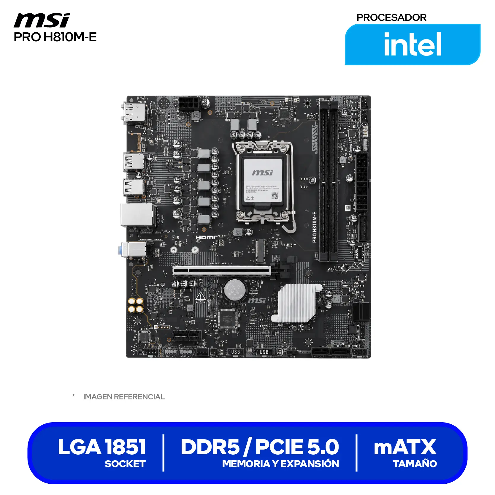 Placa Madre MSI PRO H810M-E (PRO H810M-E) LGA1851, DDR5, Micro ATX