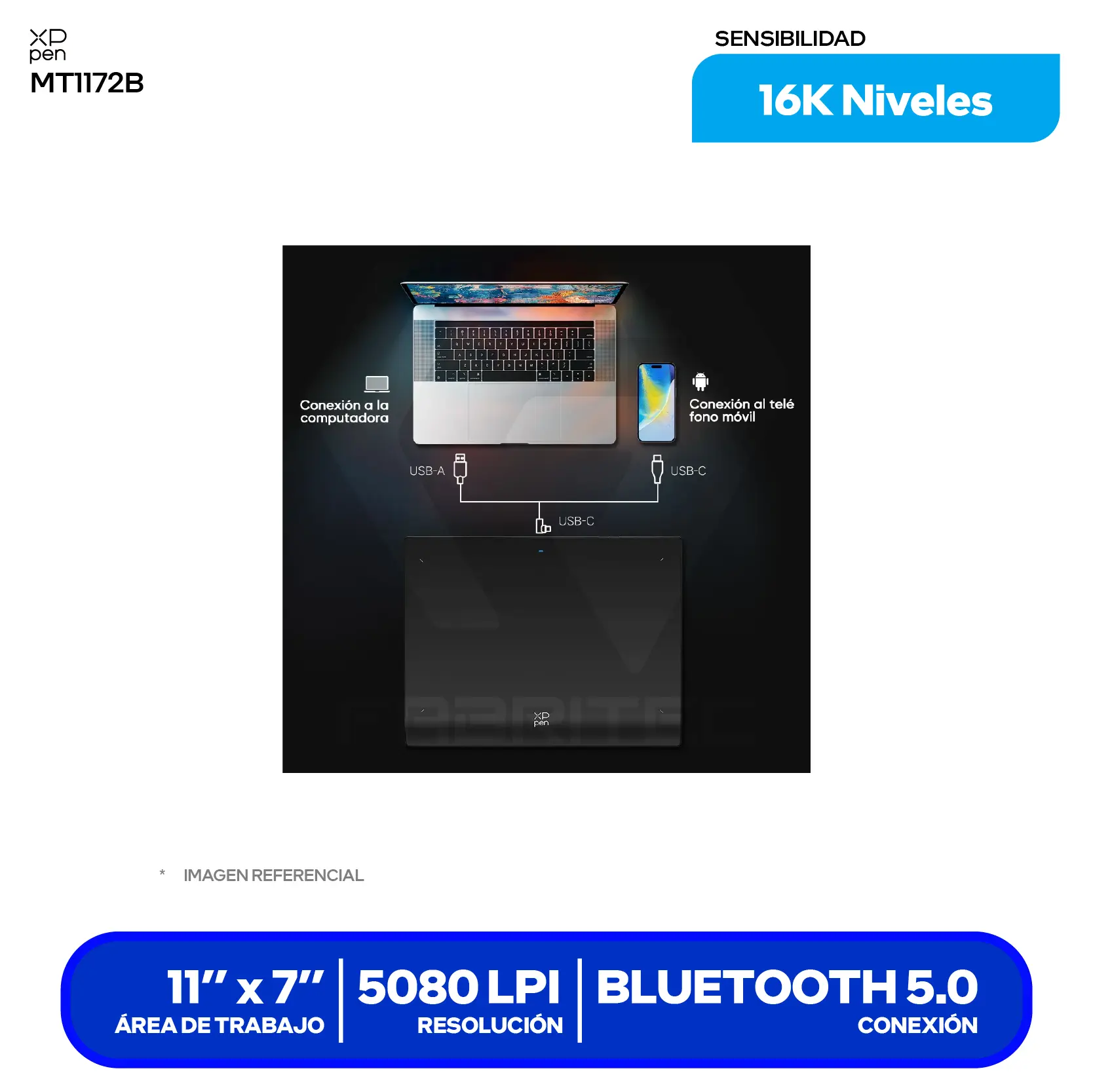 Tableta Gráfica XP-Pen Deco Pro LW Gen 2 11x7" (819020655) Bluetooth, USB-C, Con lápiz
