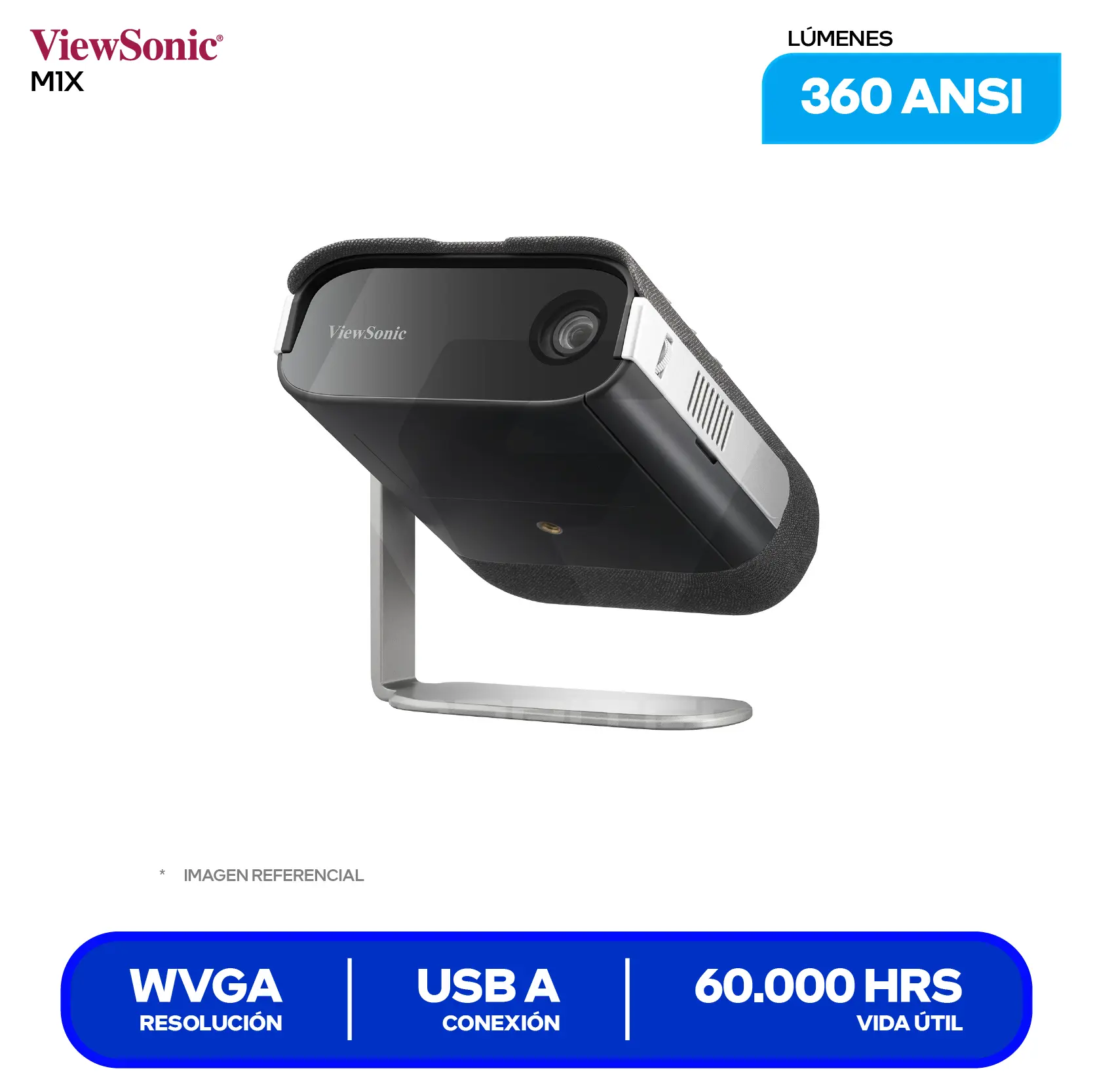Proyector ViewSonic M1X (VS19530), Ultraportátil LED, Altavoces Harman Kardon, Batería de 4 Horas
