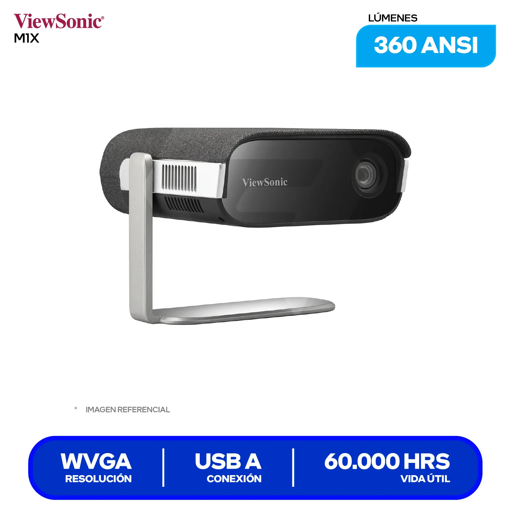 Proyector ViewSonic M1X (VS19530), Ultraportátil LED, Altavoces Harman Kardon, Batería de 4 Horas