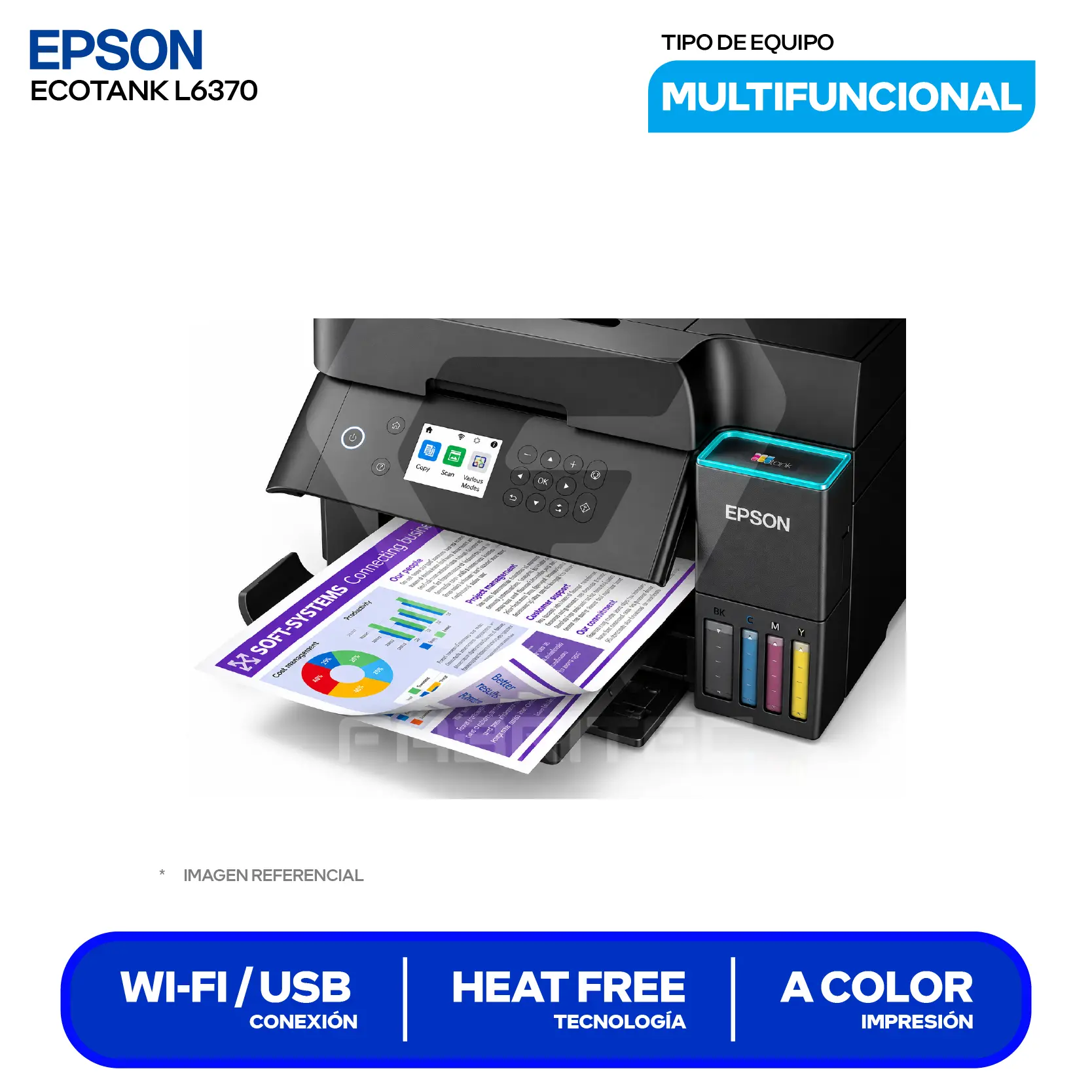 Impresora Multifuncional Epson EcoTank L6370 (C11CL43301) Wi-Fi Dual Band, Ethernet, USB