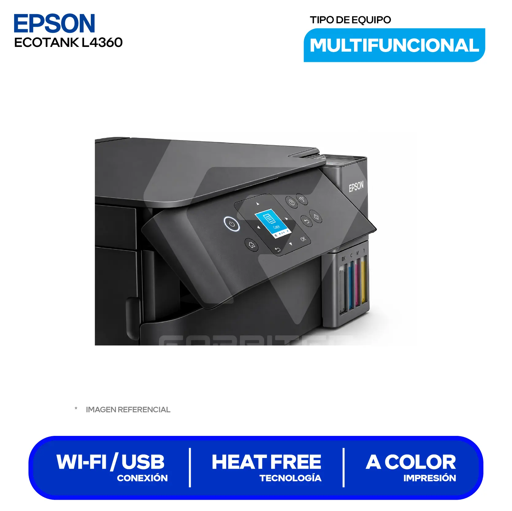 Impresora Multifuncional Epson EcoTank L4360 (C11CL41301) Wi-Fi Dual Band, USB
