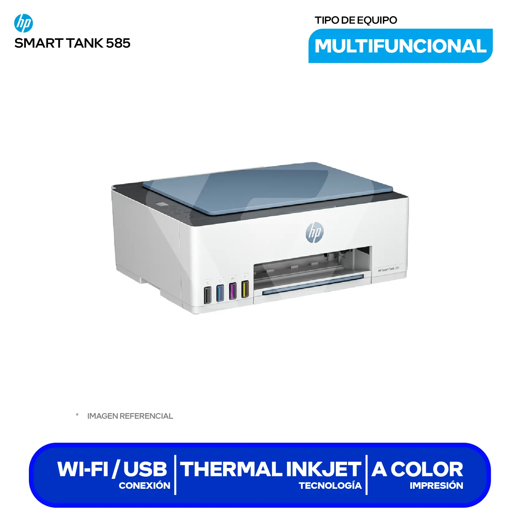 Impresora Multifuncional HP Smart Tank 585 (1F3Y4A#AKY) Bluetooh, WiFi