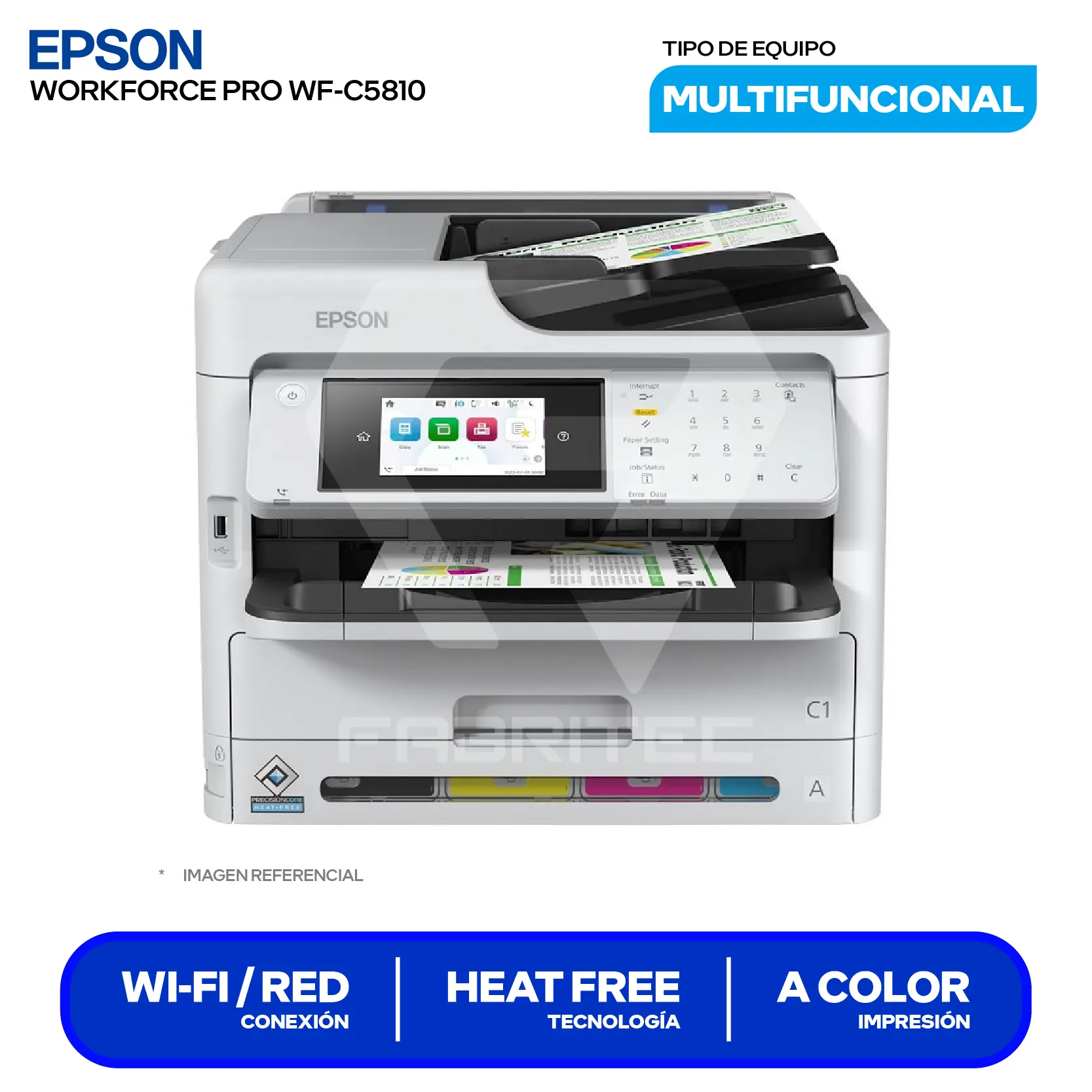 Impresora Multifuncional Epson WorkForce Pro WF-C5810 (C11CK24301) Wi-Fi, USB, Wireless, Red Ethernet