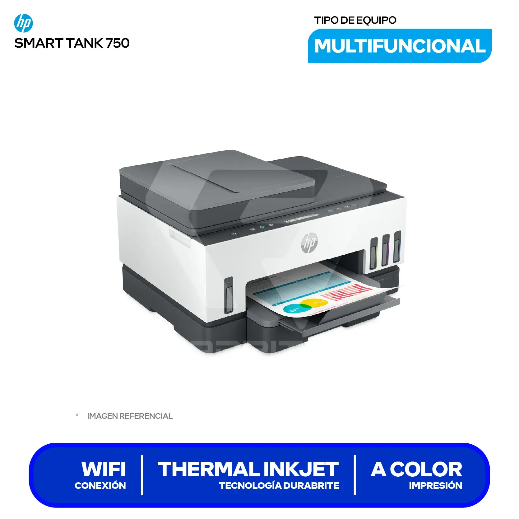 Impresora Multifuncional HP Smart Tank 750 (6UU47A#AKY) Bluetooh, WiFi, Ethernet